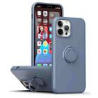 For iPhone 15 Ring Kickstand Silicone Phone Case(Blue Gray) - 1