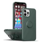 For iPhone 15 Ring Kickstand Silicone Phone Case(Army Green) - 1