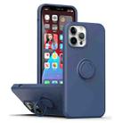For iPhone 15 Ring Kickstand Silicone Phone Case(Dark Blue) - 1