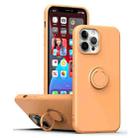 For iPhone 15 Pro Ring Kickstand Silicone Phone Case(Orange) - 1