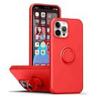For iPhone 15 Pro Ring Kickstand Silicone Phone Case(Red) - 1