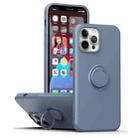 For iPhone 15 Pro Ring Kickstand Silicone Phone Case(Blue Gray) - 1