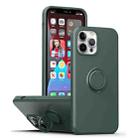 For iPhone 15 Pro Ring Kickstand Silicone Phone Case(Army Green) - 1