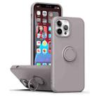 For iPhone 15 Pro Ring Kickstand Silicone Phone Case(Gray) - 1