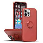 For iPhone 15 Pro Ring Kickstand Silicone Phone Case(Hawthorn Red) - 1