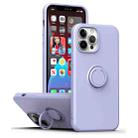 For iPhone 15 Pro Ring Kickstand Silicone Phone Case(Light Purple) - 1