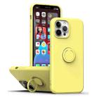 For iPhone 15 Pro Max Ring Kickstand Silicone Phone Case(Yellow) - 1