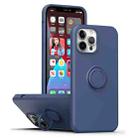 For iPhone 15 Pro Max Ring Kickstand Silicone Phone Case(Dark Blue) - 1
