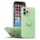 For iPhone 15 Pro Max Ring Kickstand Silicone Phone Case(Matcha Green) - 1