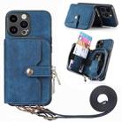 For iPhone 15 Pro Crossbody Multi-function Zipper Wallet Phone Case(Blue) - 1