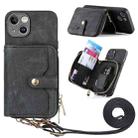 For iPhone 15 Plus Crossbody Multi-function Zipper Wallet Phone Case(Black) - 1