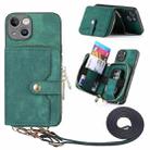 For iPhone 15 Crossbody Multi-function Zipper Wallet Phone Case(Green) - 1