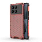 For Redmi K70E Shockproof Honeycomb Phone Case(Red) - 1