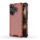 For Xiaomi Poco F6 Shockproof Honeycomb Phone Case(Red) - 1