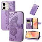 for infinix Smart 9 Butterfly Love Flower Embossed Leather Phone Case(Lavender) - 1