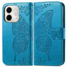 for infinix Smart 9 Butterfly Love Flower Embossed Leather Phone Case(Blue) - 2