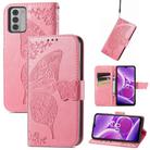 For Nokia G42 Butterfly Love Flower Embossed Leather Phone Case(Pink) - 1