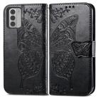 For Nokia G42 Butterfly Love Flower Embossed Leather Phone Case(Black) - 2