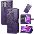For Nokia G42 Butterfly Love Flower Embossed Leather Phone Case(Purple) - 1