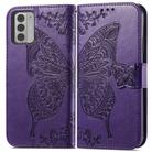 For Nokia G42 Butterfly Love Flower Embossed Leather Phone Case(Purple) - 2