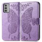 For Nokia G42 Butterfly Love Flower Embossed Leather Phone Case(Lavender) - 2