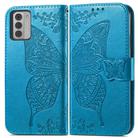 For Nokia G42 Butterfly Love Flower Embossed Leather Phone Case(Blue) - 2
