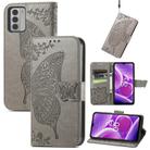 For Nokia G42 Butterfly Love Flower Embossed Leather Phone Case(Gray) - 1