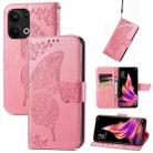 For OPPO Reno9 Pro+ Butterfly Love Flower Embossed Leather Phone Case(Pink) - 1