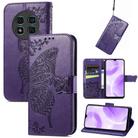 For Ulefone Note 15 Butterfly Love Flower Embossed Leather Phone Case(Purple) - 1