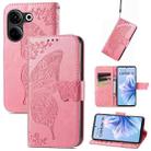 For Tecno Camon 20 Butterfly Love Flower Embossed Leather Phone Case(Pink) - 1