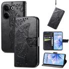 For Tecno Camon 20 Butterfly Love Flower Embossed Leather Phone Case(Black) - 1