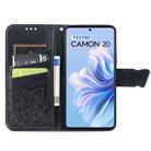 For Tecno Camon 20 Butterfly Love Flower Embossed Leather Phone Case(Black) - 3