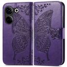 For Tecno Camon 20 Butterfly Love Flower Embossed Leather Phone Case(Purple) - 2
