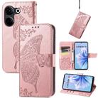 For Tecno Camon 20 Butterfly Love Flower Embossed Leather Phone Case(Rose Gold) - 1