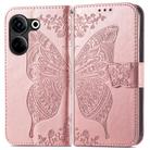 For Tecno Camon 20 Butterfly Love Flower Embossed Leather Phone Case(Rose Gold) - 2