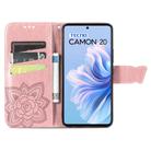 For Tecno Camon 20 Butterfly Love Flower Embossed Leather Phone Case(Rose Gold) - 3