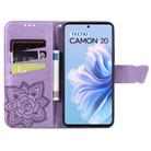 For Tecno Camon 20 Butterfly Love Flower Embossed Leather Phone Case(Lavender) - 3