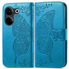 For Tecno Camon 20 Butterfly Love Flower Embossed Leather Phone Case(Blue) - 2