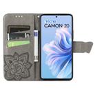 For Tecno Camon 20 Butterfly Love Flower Embossed Leather Phone Case(Gray) - 3