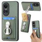 For OPPO Reno10 Global Carbon Fiber Card Wallet Ring Holder Phone Case(Green) - 1