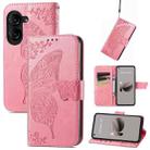 For Asus Zenfone 10 Butterfly Love Flower Embossed Leather Phone Case(Pink) - 1