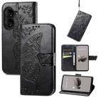 For Asus Zenfone 10 Butterfly Love Flower Embossed Leather Phone Case(Black) - 1