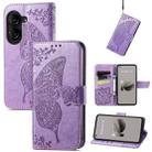 For Asus Zenfone 10 Butterfly Love Flower Embossed Leather Phone Case(Lavender) - 1