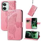 For OnePlus Nord 3 Butterfly Love Flower Embossed Leather Phone Case(Pink) - 1