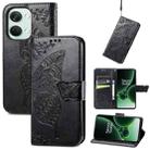 For OnePlus Nord 3 Butterfly Love Flower Embossed Leather Phone Case(Black) - 1