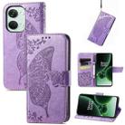 For OnePlus Nord 3 Butterfly Love Flower Embossed Leather Phone Case(Lavender) - 1