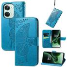 For OnePlus Nord 3 Butterfly Love Flower Embossed Leather Phone Case(Blue) - 1