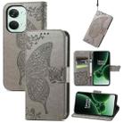 For OnePlus Nord 3 Butterfly Love Flower Embossed Leather Phone Case(Gray) - 1