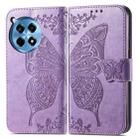 For OnePlus Ace 3 Pro Butterfly Love Flower Embossed Leather Phone Case(Lavender) - 2