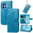 For OnePlus Ace 3 Pro Butterfly Love Flower Embossed Leather Phone Case(Blue) - 1